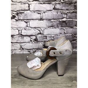 FRYE Kelsey Gray Soft Leather AnkleStrap High Heel Shoes Women’s Sz 7.5M US/38EU